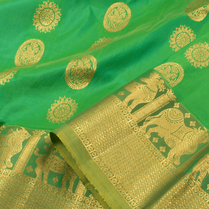 5 to 9 Year Size Pure Zari Kanchipuram Pattu Pavadai Material 10054681