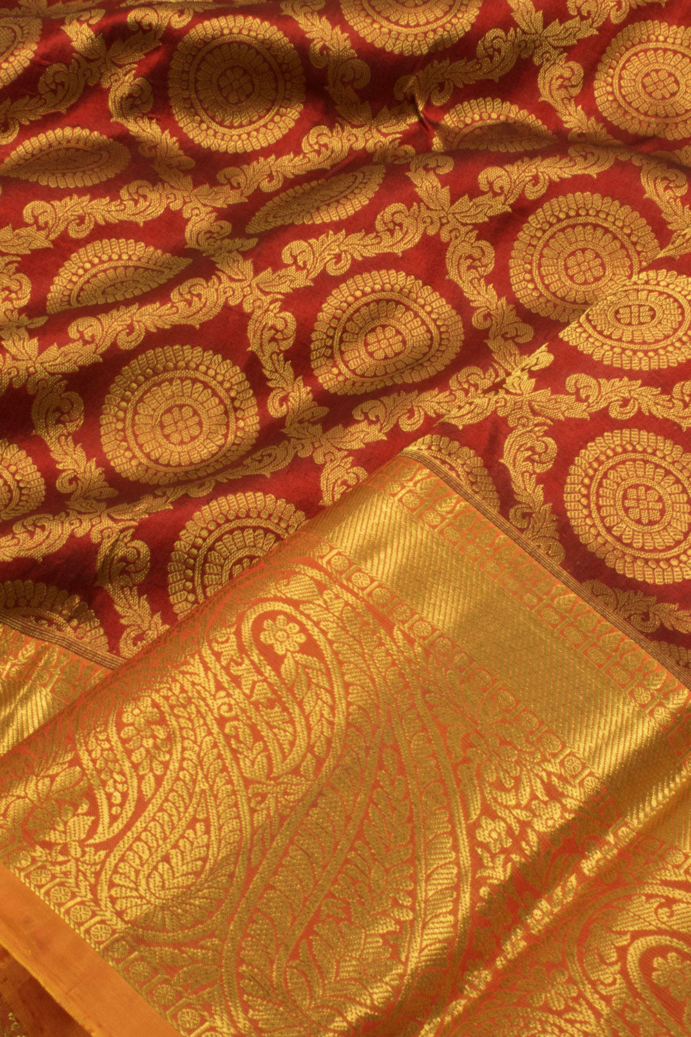 5 to 9 Year Size Pure Zari Kanjivaram Silk Pattu Pavadai Material 10058073