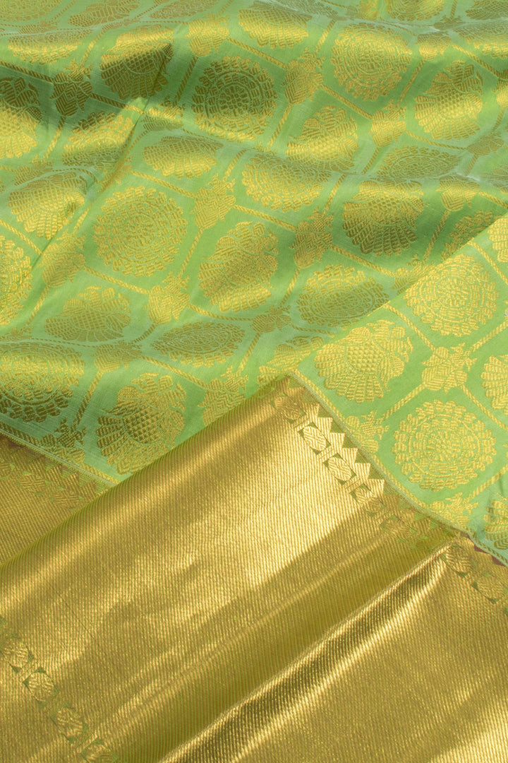 5 to 9 Year Size Pure Zari Kanjivaram Silk Pattu Pavadai Material 10058077