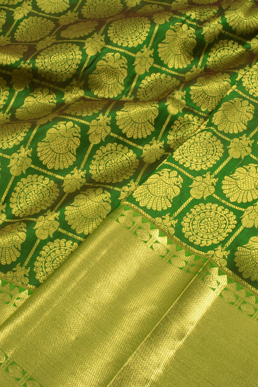 5 to 9 Year Size Pure Zari Kanjivaram Silk Pattu Pavadai Material 10058081
