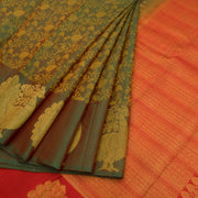 Crocodile Green Pure Zari Nakashi Kanjivaram Silk Saree 10057032