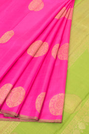 Hot Pink Pure Zari Borderless Kanjivaram Silk Saree 10059194