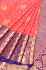 Scarlet Red Pure Zari Kanjivaram Silk Saree 10059198