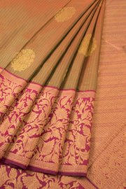 Maandhulir Pachai Green Pure Zari Korvai Kanjivaram Silk Saree 10060019