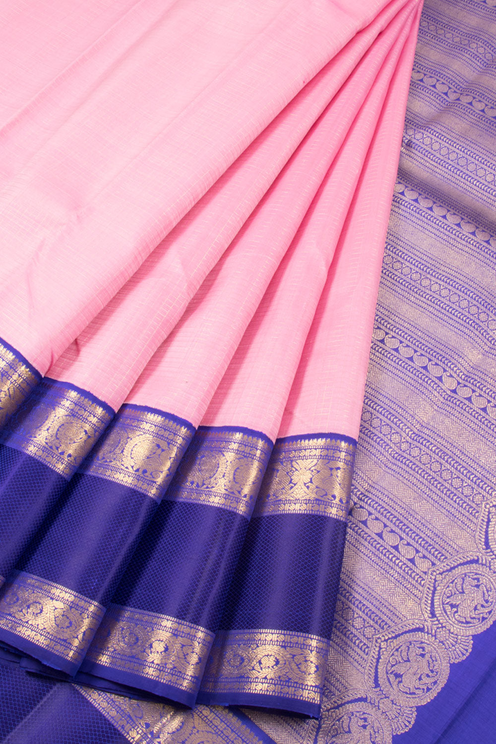 Taffy Pink Handloom Pure Zari Bridal Korvai Kanjivaram Silk Saree 10060023