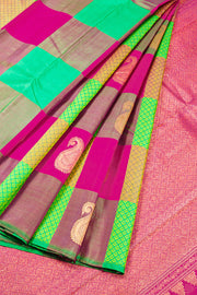 Multi colour Pure Zari Borderless Kanjivaram Silk Saree 10060057