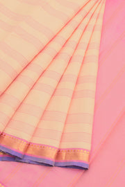 Pastel Cream Handloom Pure Zari Kanjivaram Silk Saree 10060061