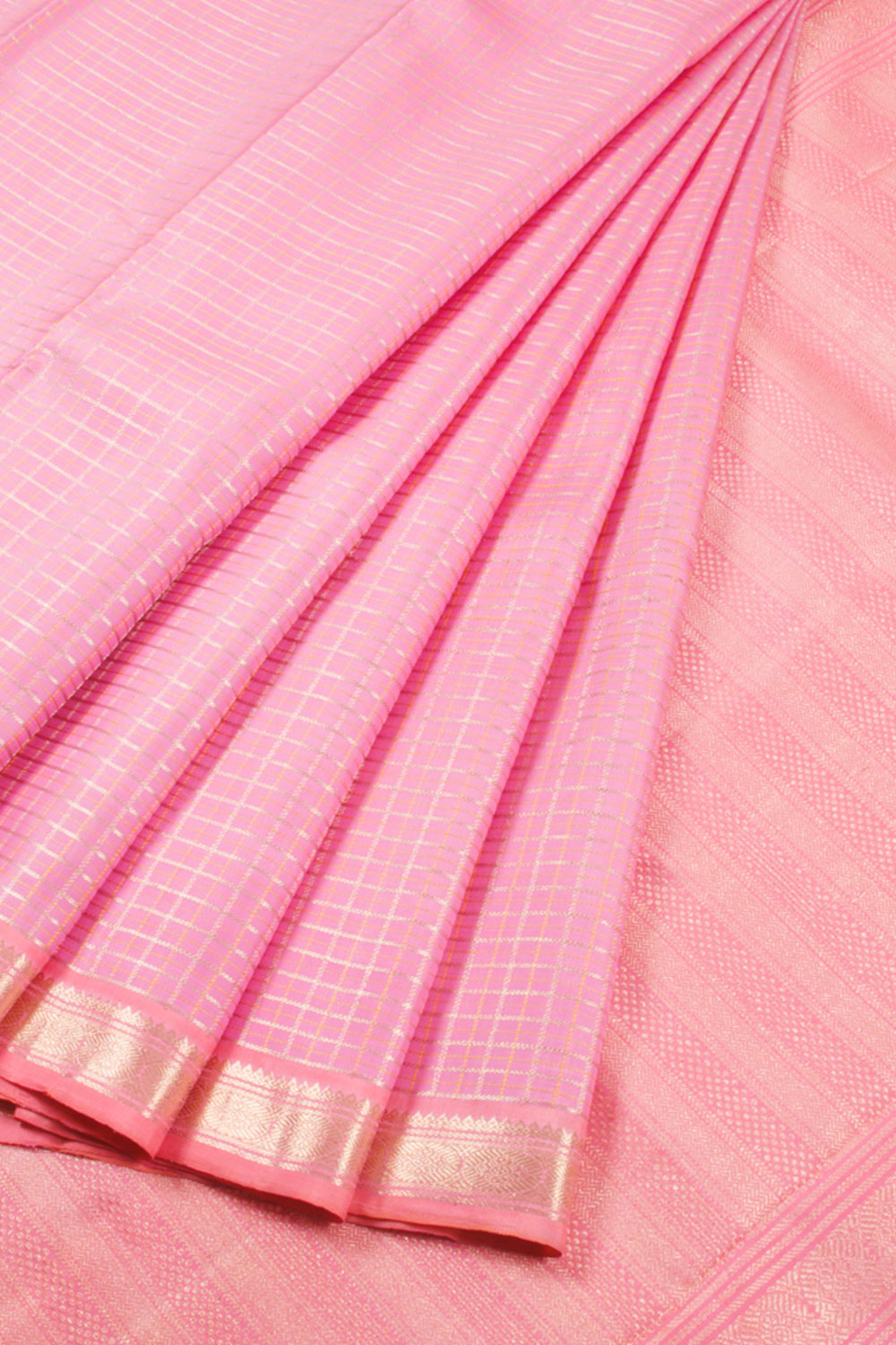 Flamingo Pink Pure Zari Kanjivaram Silk Saree 10060099