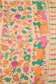 Magenta Pen Kalamkari Bandhani Tussar Silk Saree 10060137