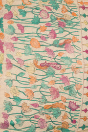 Navy Blue Pen Kalamkari Bandhani Tussar Silk Saree 10060139