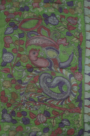 Purple Pen Kalamkari Bandhani Tussar Silk Saree 10060140