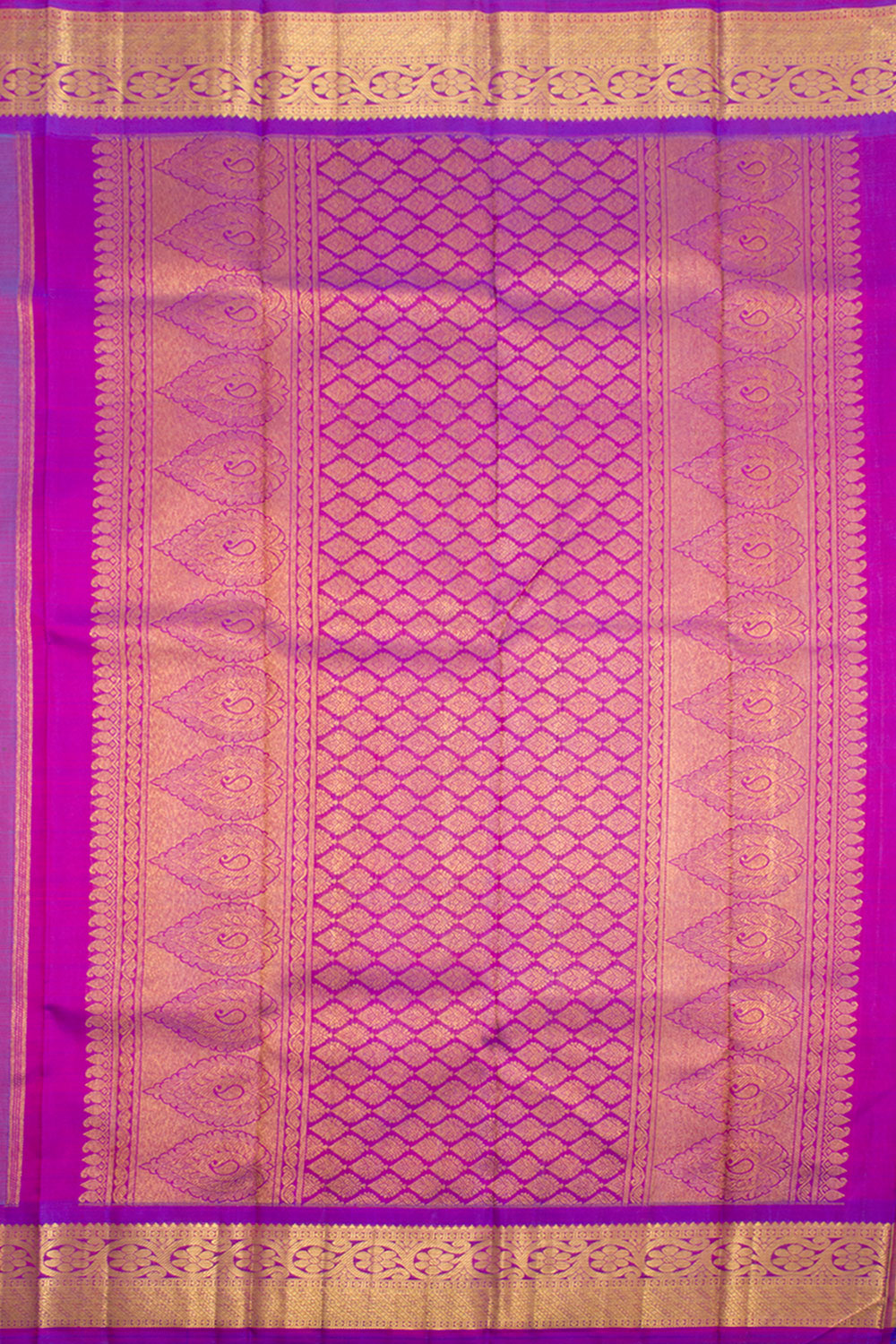 Plum Violet Pure Zari Kanjivaram Silk Saree 10061473
