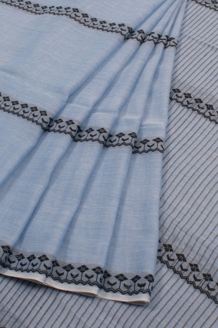 Bluish Grey Bengal Cotton Saree 10059308