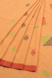 Apricot Orange Bengal Cotton Saree 10059313