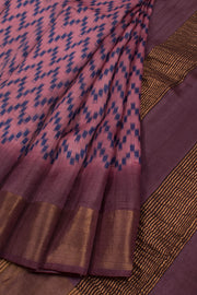 Hand Block Printed Tussar Silk Saree 10059322
