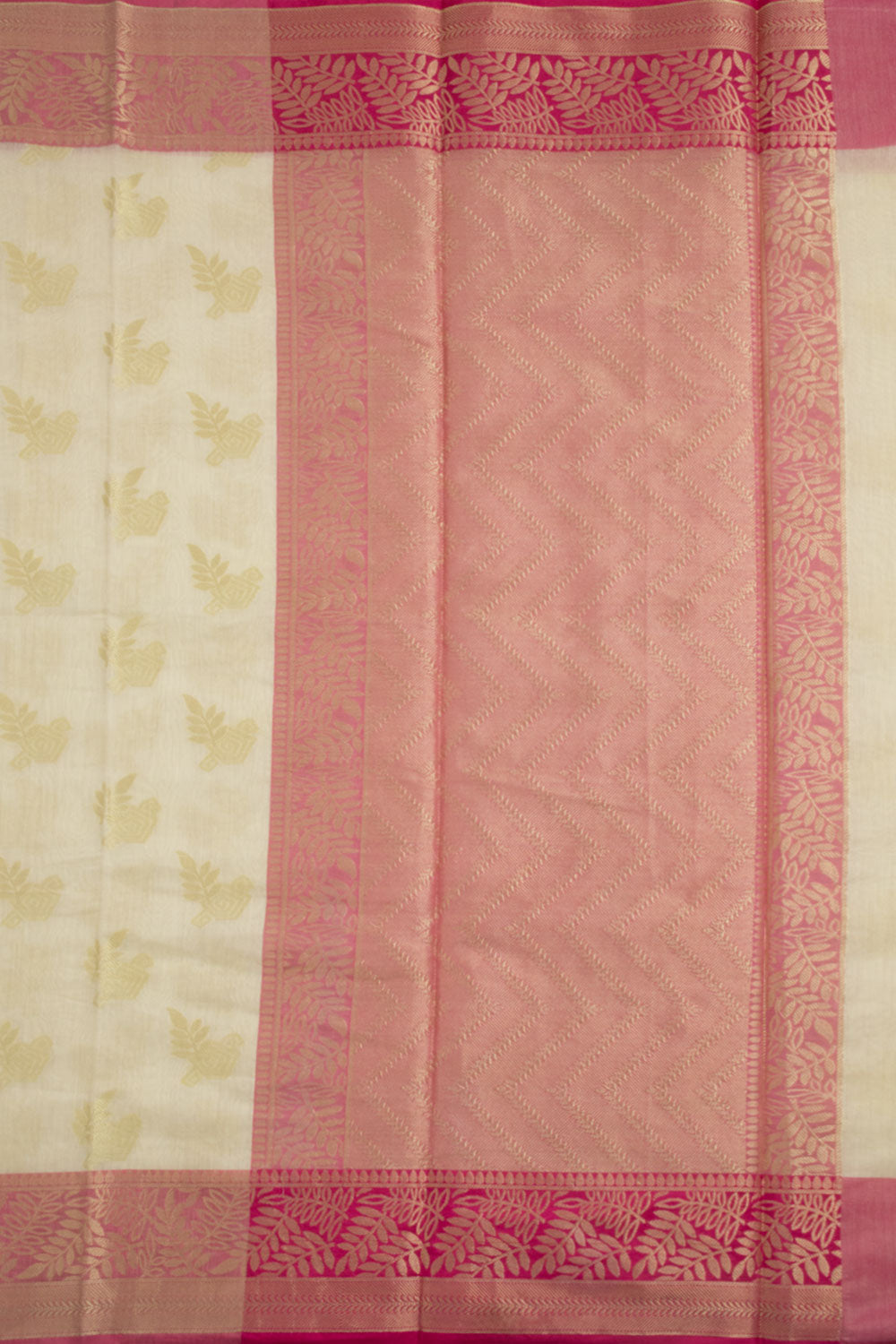 Off White Handloom Banarasi Cotton Saree 10060612