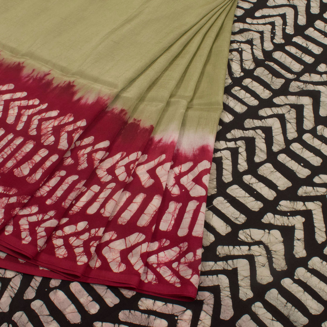 Batik Printed Silk Cotton Saree 10055761