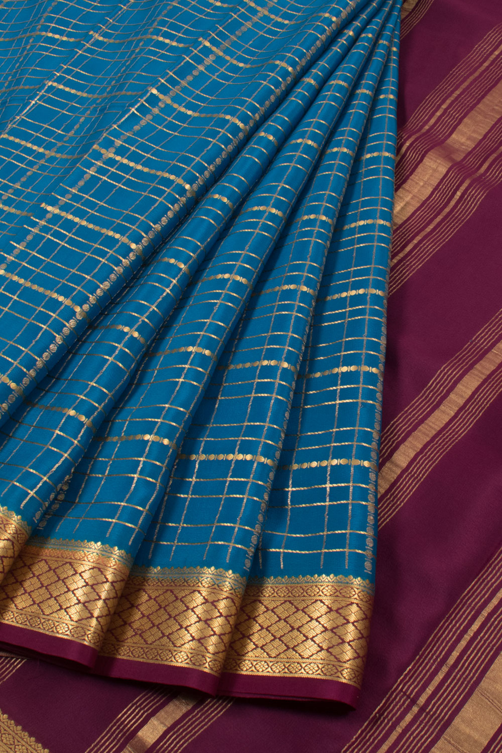 Cobalt Blue Mysore Crepe Silk Saree 10059433