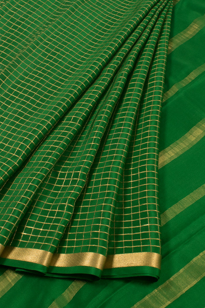 Emerald Green Mysore Crepe Silk Saree 10059434