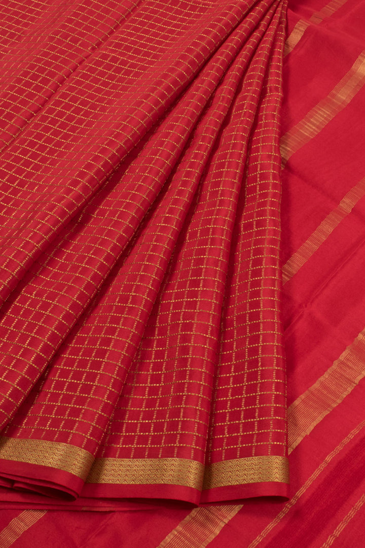Ruby Red Mysore Crepe Silk Saree 10059446