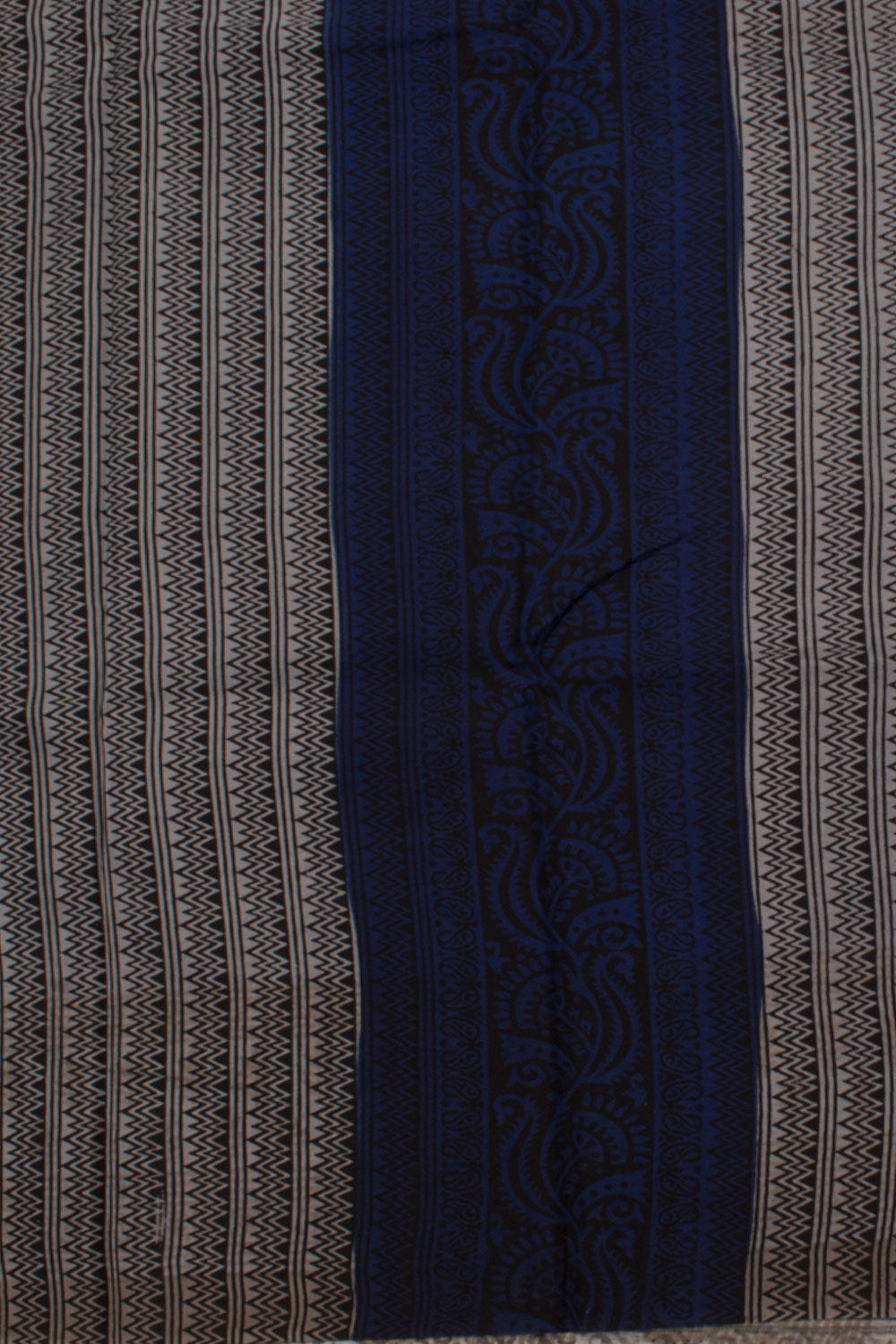 Navy Blue Printed Mysore Crepe Silk Saree 10059455
