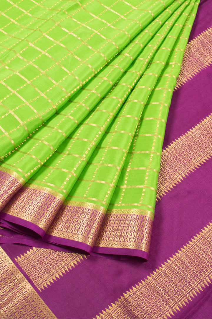Neon Green Mysore Crepe Silk Saree 10060225