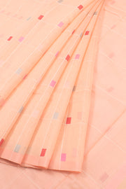 Pastel Peach Handloom Chanderi Saree 10059681