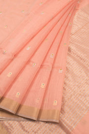 Pastel Peach Handloom Chanderi Silk Cotton Saree 10059684