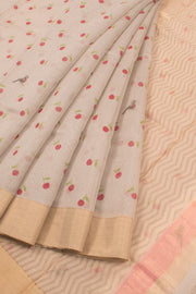 Light Taupe Handloom Chanderi Silk Cotton Saree 10059687
