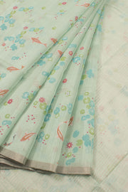 Pastel Green Printed Chanderi Silk Cotton Saree 10059689