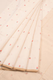 Pastel White Handloom Chanderi Silk Cotton Saree 10059691