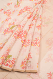 Pastel White Printed Chanderi Silk Cotton Saree 10059694