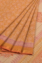 Hand Block Printed Khadi Cotton Saree 10059305