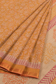Hand Block Printed Khadi Cotton Saree 10059306