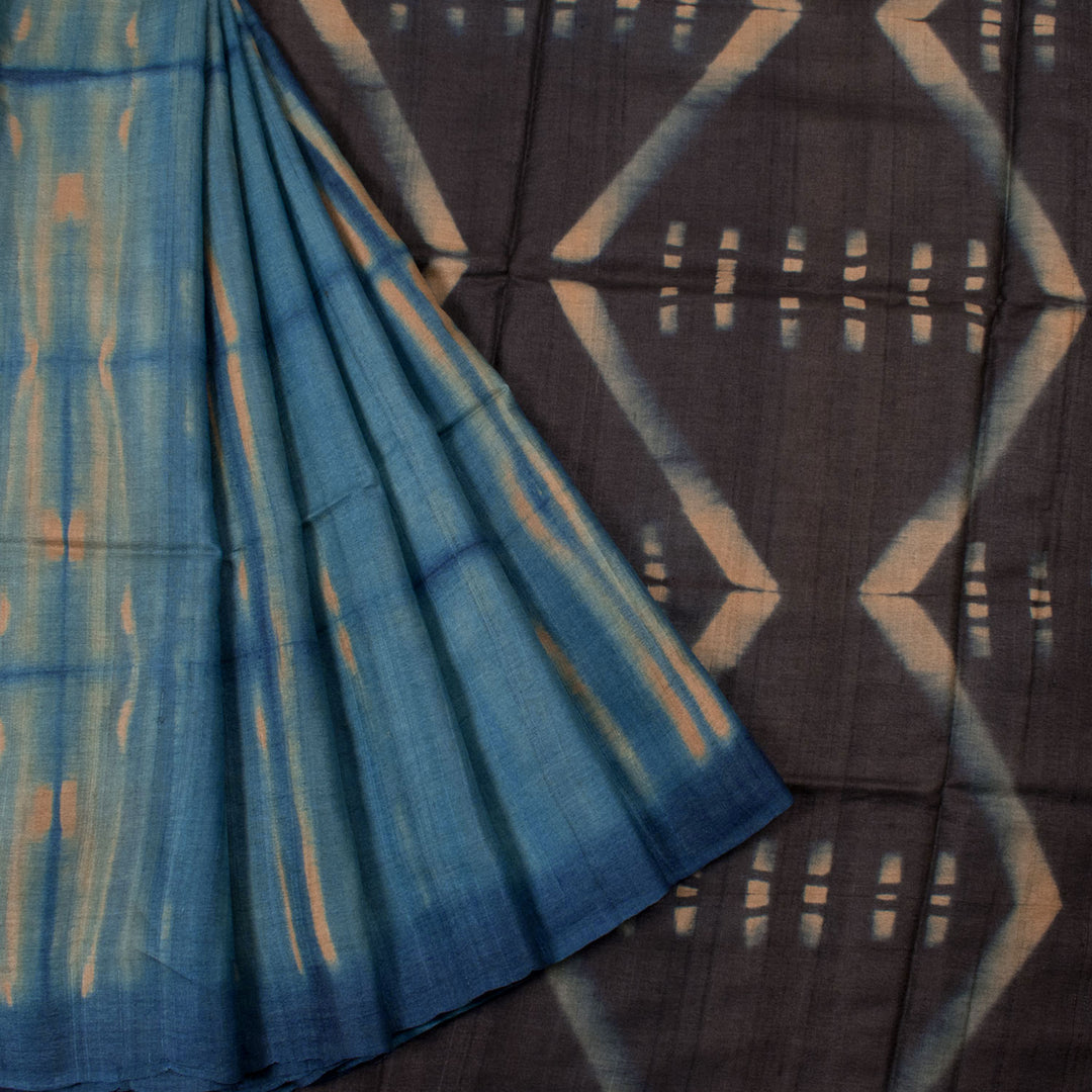 Shibori Dyed Tussar Silk Saree 10053732