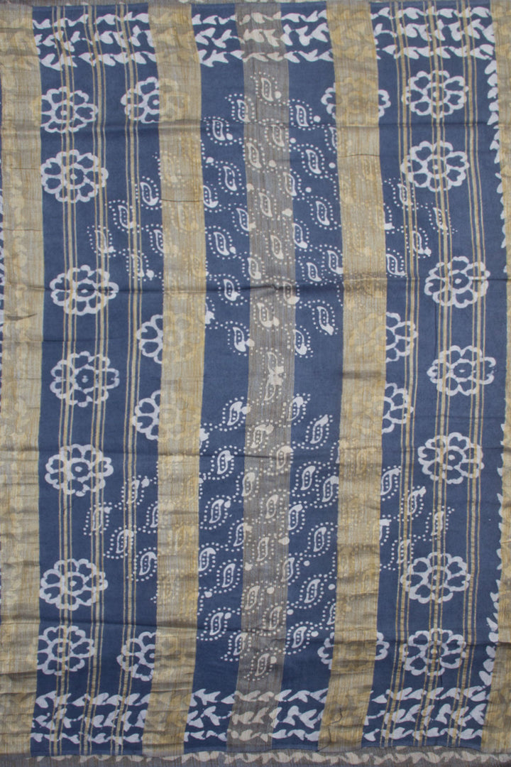 Batik Printed Linen Cotton Saree 10061909