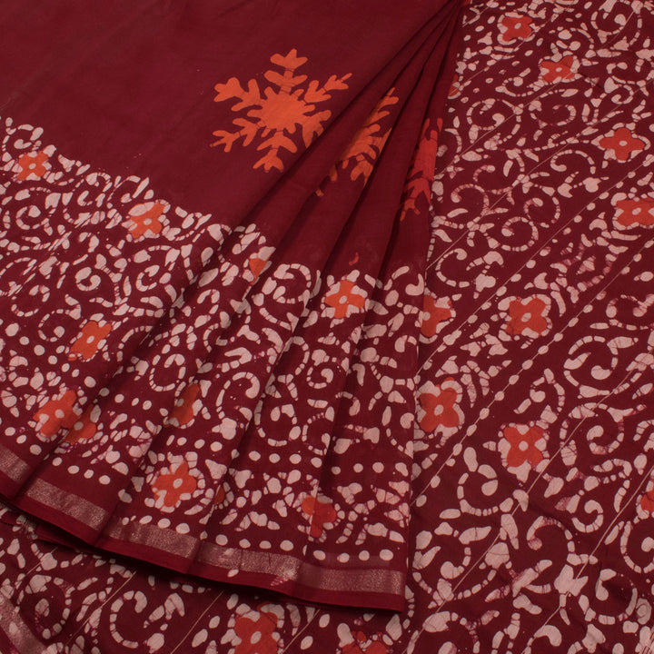 Dabu Printed Chanderi Silk Cotton Saree 10055980