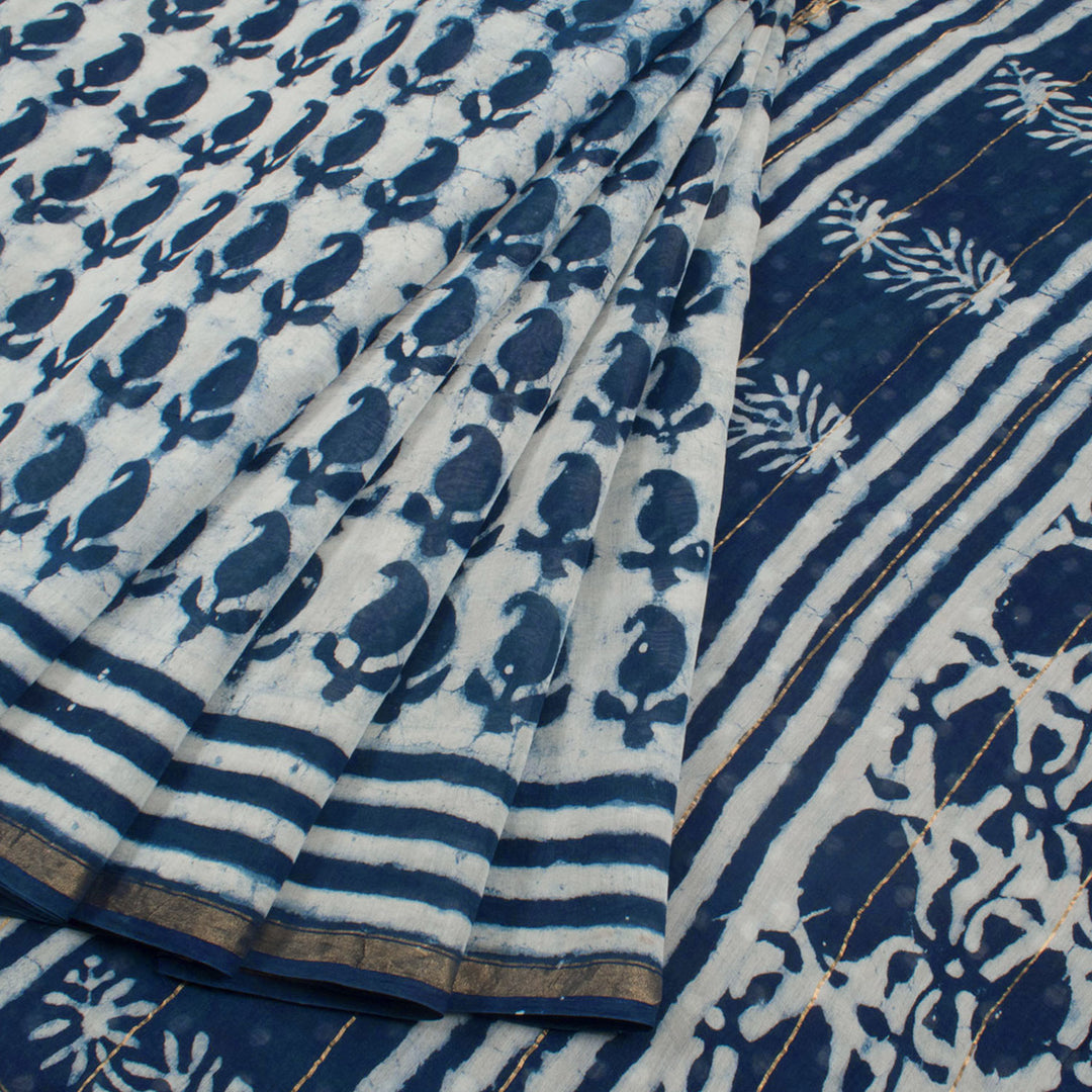 Dabu Printed Chanderi Silk Cotton Saree 10055987