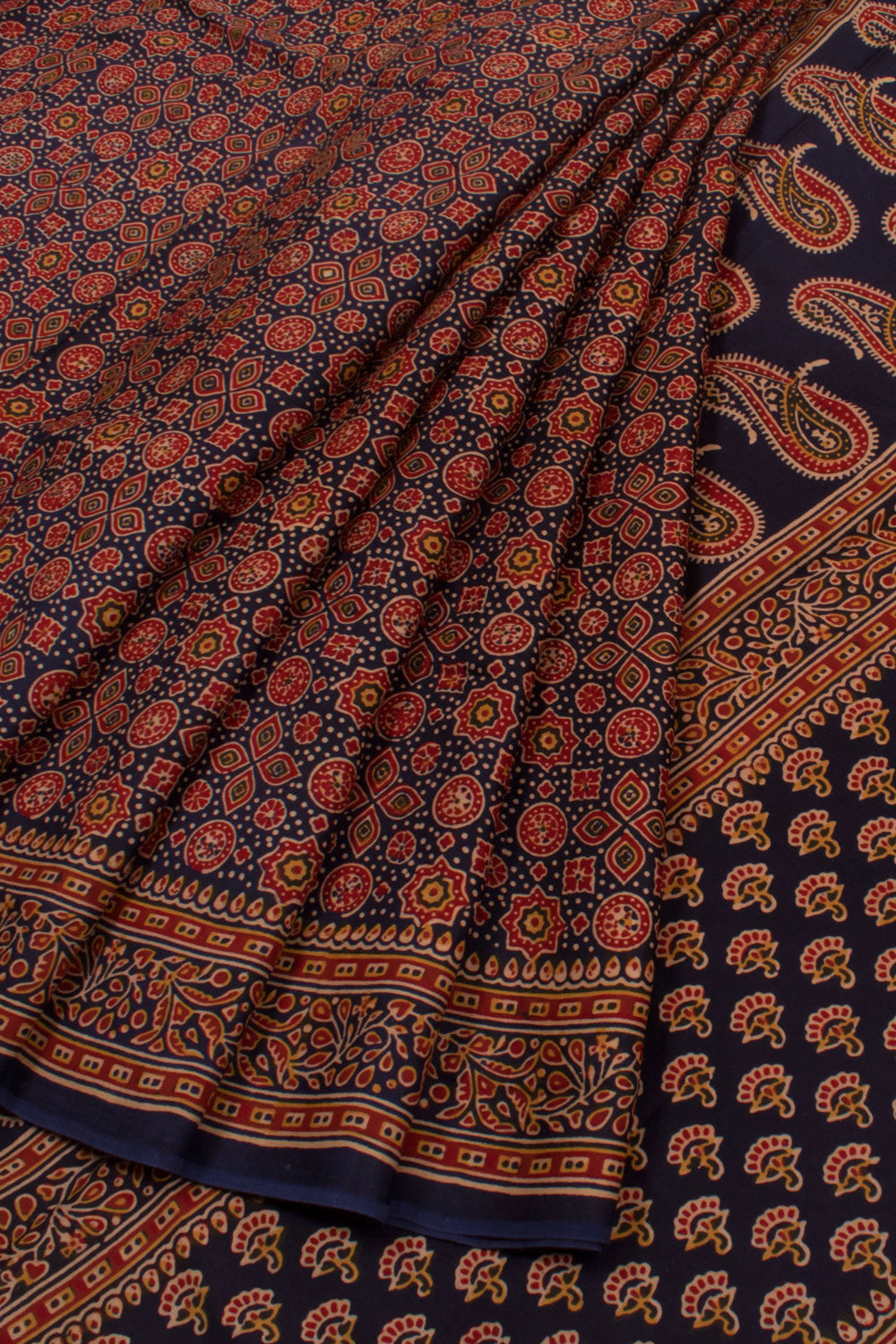 Ajrakh Printed Modal Silk Saree 10058024