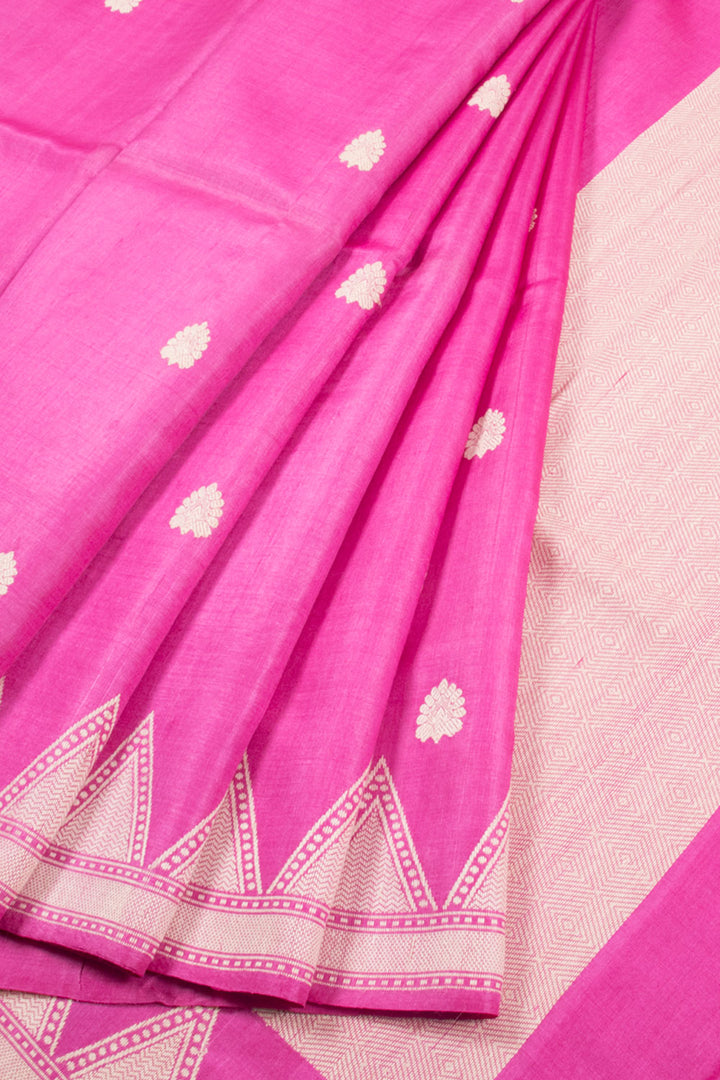 Rose Pink Chhattisgarh Tussar Silk Saree 10059703