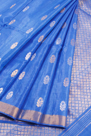 Azure Blue Chhattisgarh Tussar Silk Saree 10059704