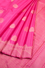 Rose Pink Chhattisgarh Tussar Silk Saree 10059712