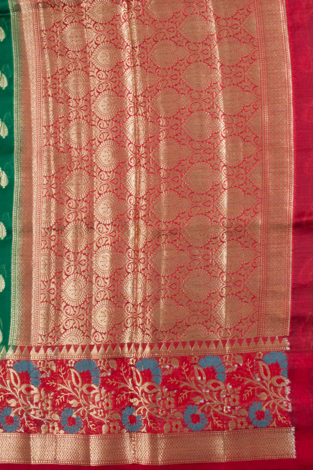 Green Handloom Banarasi Summer Silk Saree 10061307