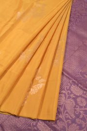 Butter Yellow Handloom Borderless Kanjivaram Soft Silk Saree 10059460