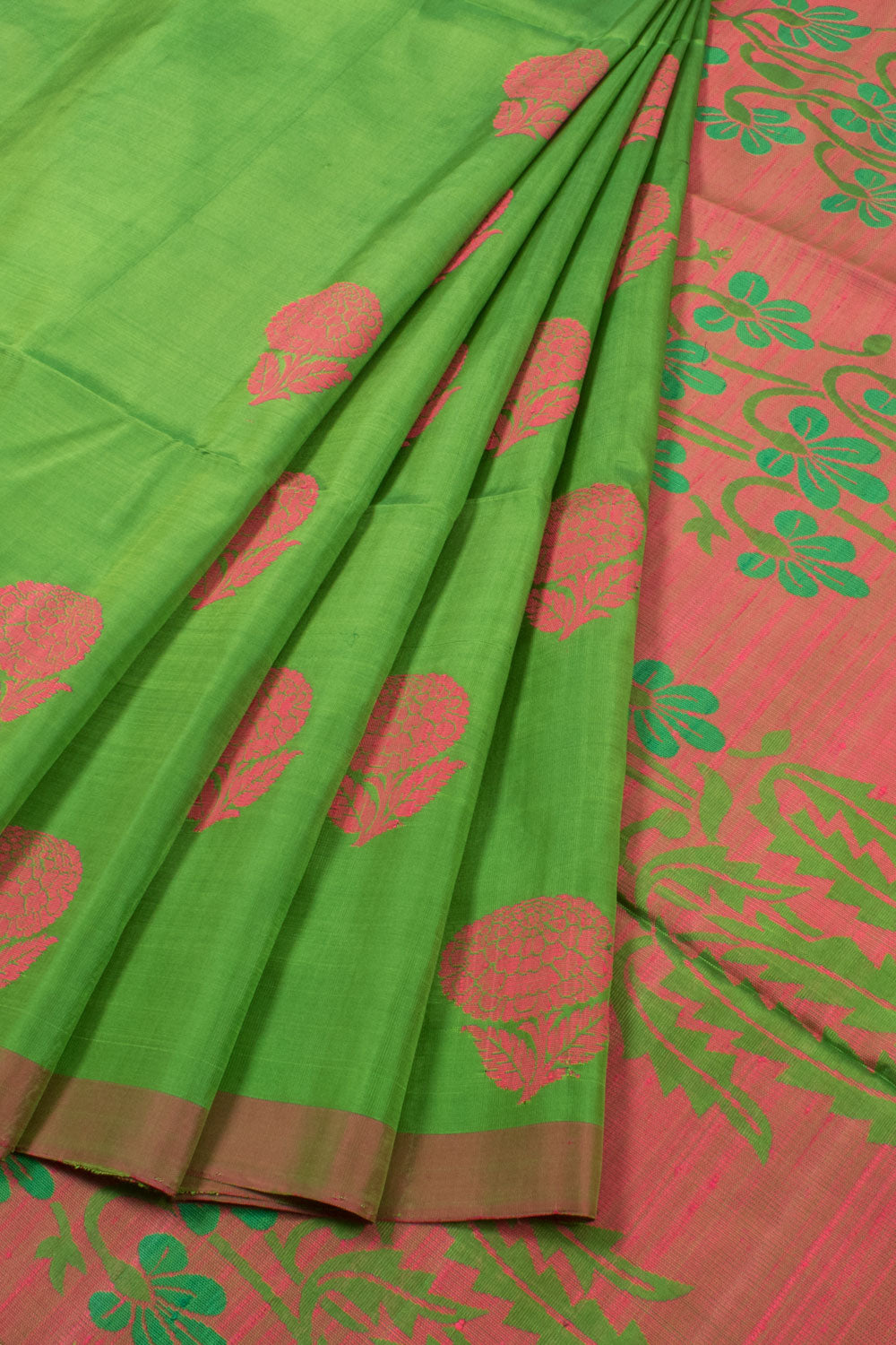Green Handloom Kanjivaram Dupion Silk Saree 10059472