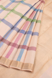 Ivory Pure Zari Kanjivaram Silk Saree 10059035