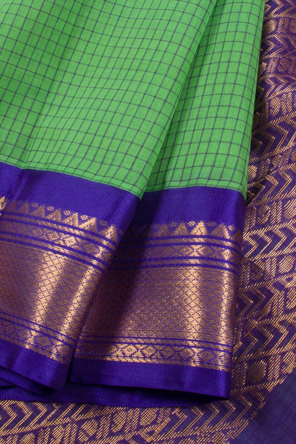 Green Handwoven Gadwal Kuttu Cotton Saree 10061421