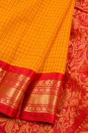 Orange Handwoven Gadwal Kuttu Cotton Saree 10061422