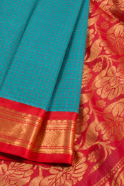 Bluish Green Handloom Gadwal Kuttu Cotton Saree 10061427