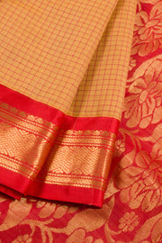 Butterscotch Orange Handwoven Gadwal Kuttu Cotton Saree 10061434